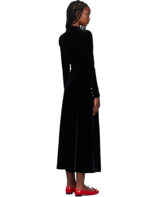 Robe Longue Noire En Velours Ganni en coloris Black