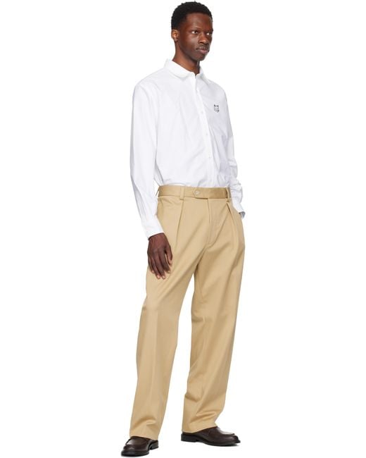 メンズ Boss ベージュ Beckhamエディション ストレッチコットン トラウザーズ Natural