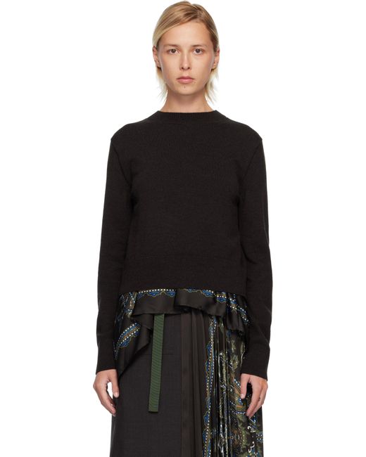 Pull Brun En Tricot De Laine À Motif Cachemire Sacai en coloris Black