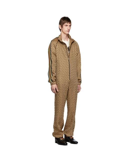 Gucci Synthetic Brown G Rhombus Jumpsuit for Men - Lyst