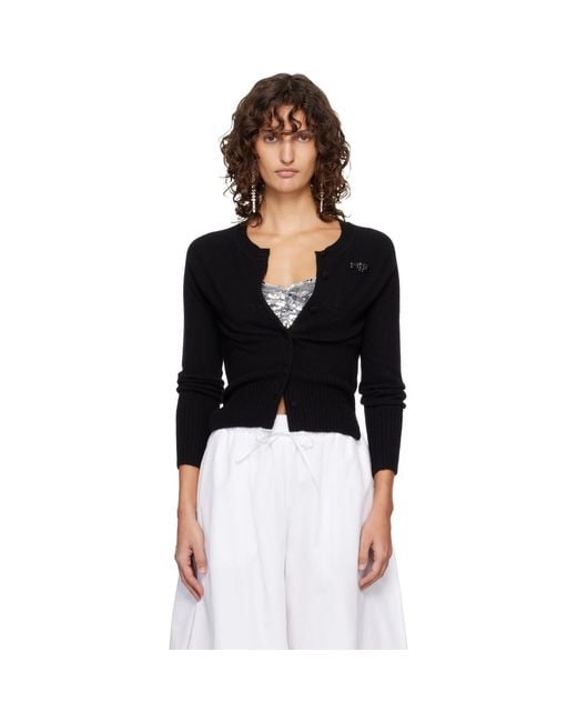 Simone Rocha Black Embellished Relaxed Cashmere Cardigan
