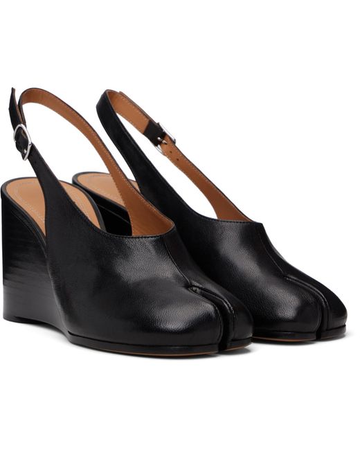 Maison Margiela Black Tabi Wedge Slingback Heels