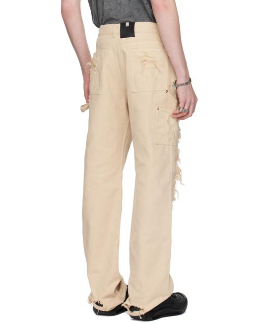 1017 ALYX 9SM Natural Off-white Destroyed Carpenter Trousers for men