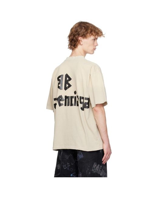 Balenciaga Natural Tape Logo Medium Fit T-Shirt for men