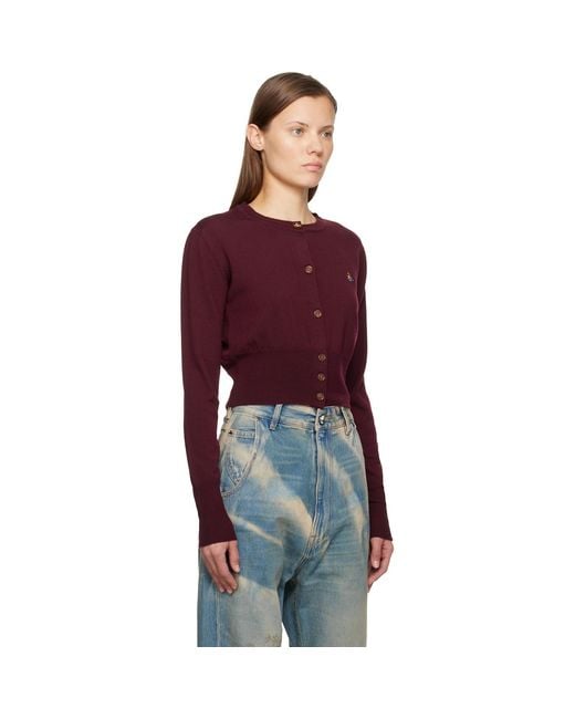Vivienne Westwood Red Burgundy Bea Cropped Cardigan