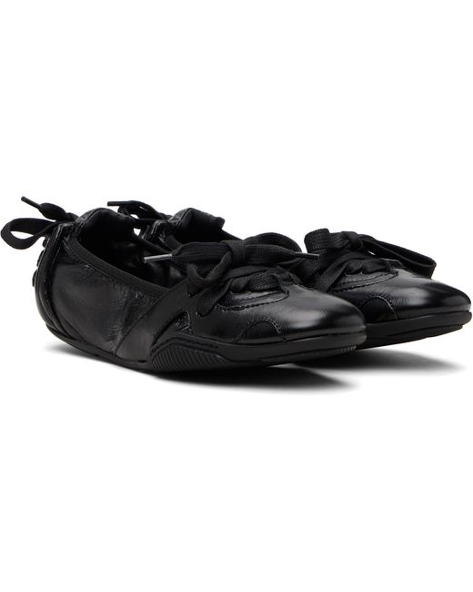 Acne Black Lace-Up Leather Sneakers