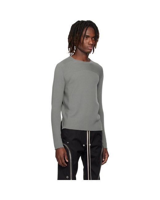 Rick Owens Black Temple Ribbed Geo Sweater for men
