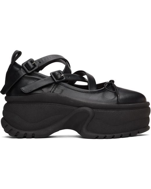 Simone Rocha Leather Platform Track Sole Ballerina Sneakers in Black | Lyst  Canada