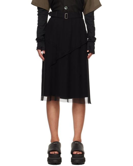Undercover Black Layered Midi Skirt