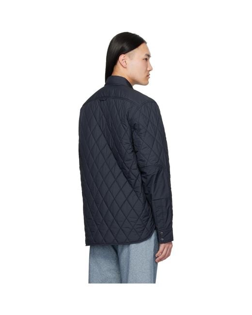 RRL Blue Quilted Overshirt for men