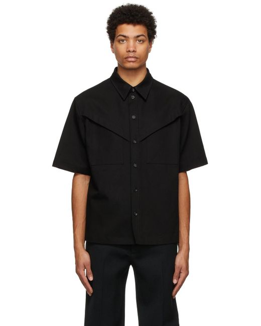 Bottega Veneta Heavy Cotton Short Sleeve Shirt in Black for Men - Lyst