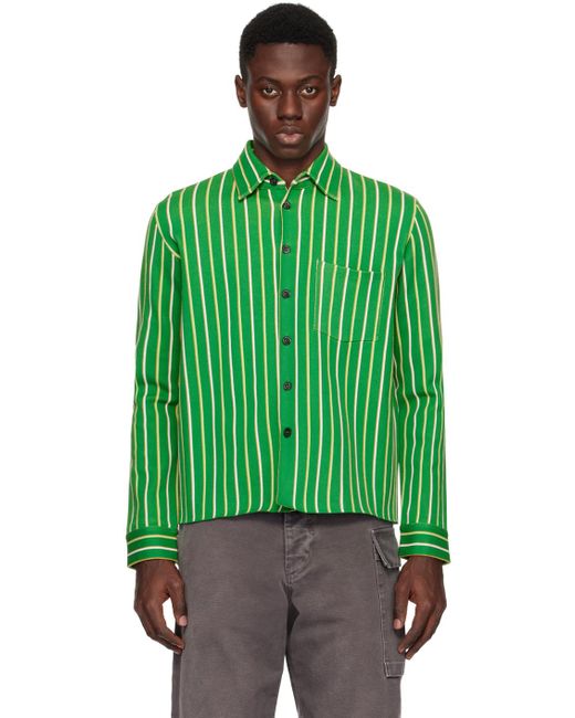Marni Green Striped Shirt for men