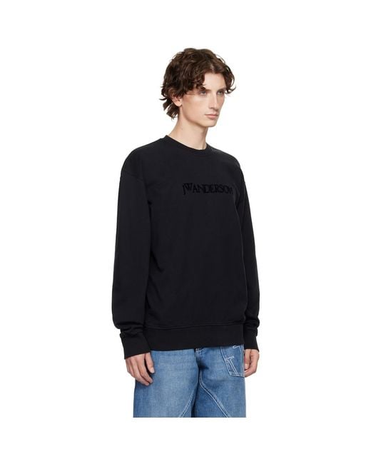 J.W. Anderson Black Logo Embroidery Sweatshirt for men