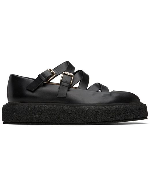 Max Mara Black Leather Ballet Flats With Straps
