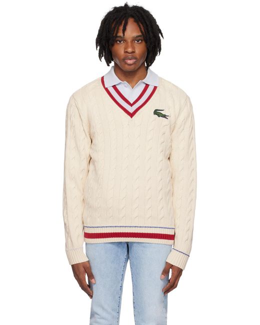 Lacoste V-neck cotton knit sweater, men's size XL cotton black type Vintage Second Hand