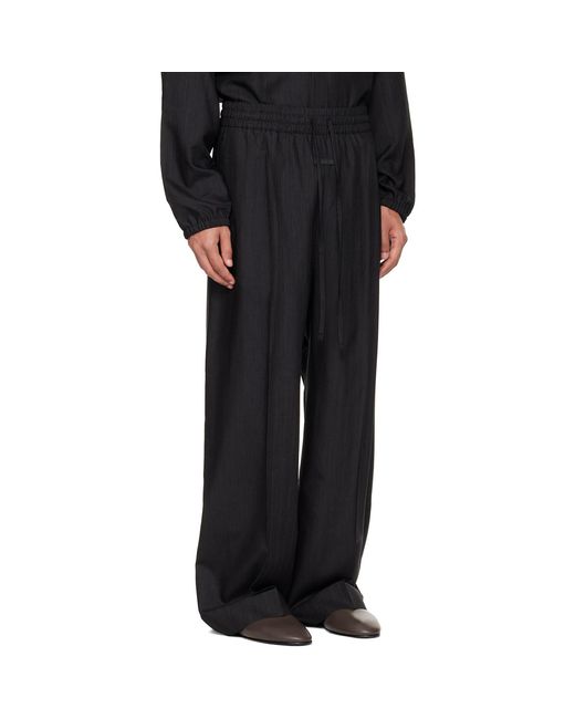 Fear Of God Black Striped Wool Wide Leg Drawstring Trousers for men