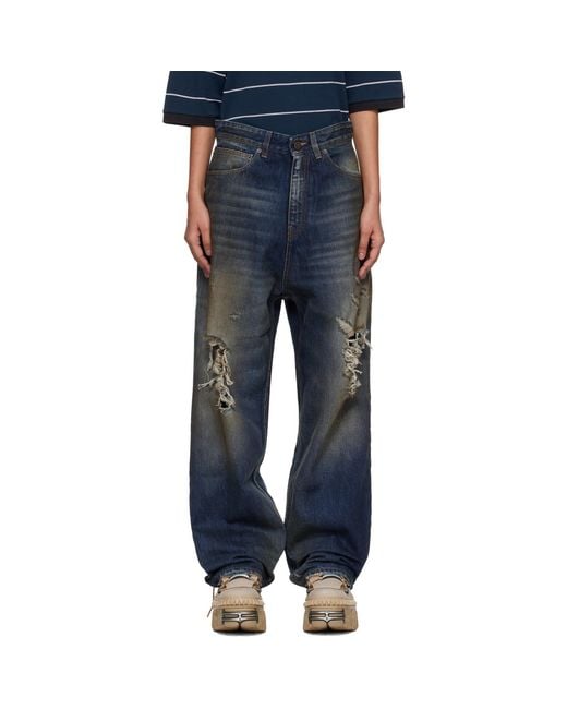 Vetements Blue Trashed Jeans