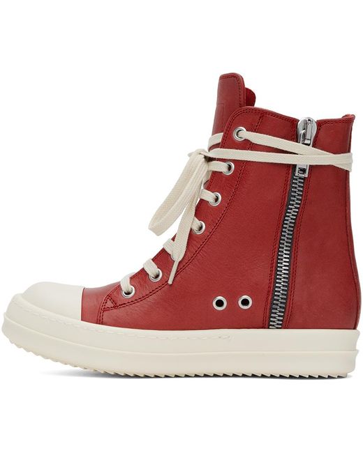 Rick Owens Red Washed Sneakers