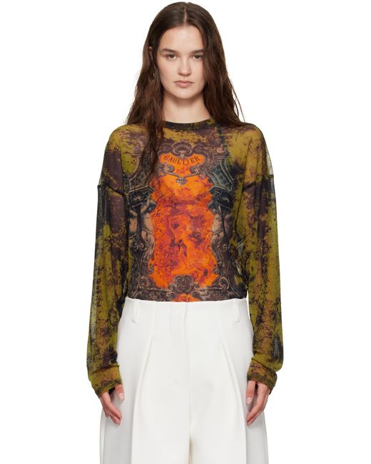 Jean Paul Gaultier Multicolor Khaki & 'The Oversized Médaillon' Top