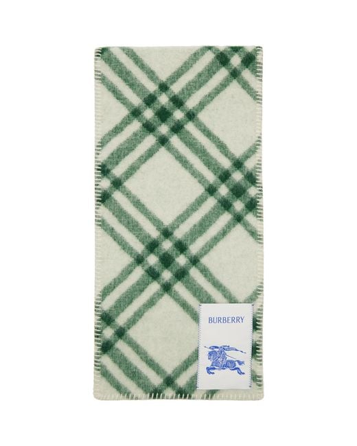 Burberry Green Check Wool Scarf