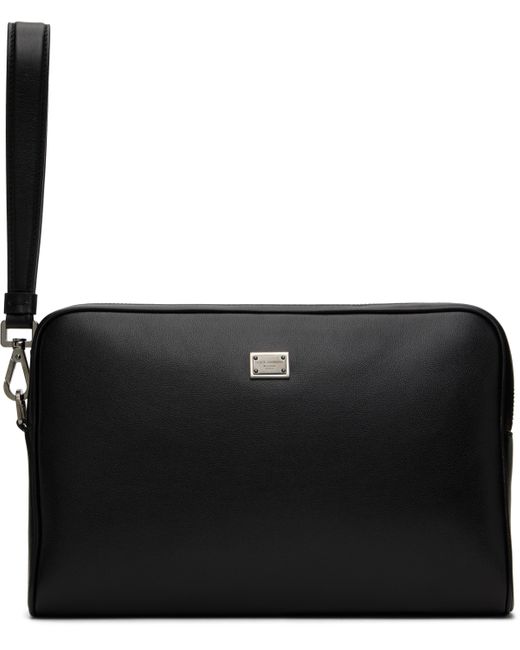 メンズ Dolce & Gabbana ブラック カーフスキン ポーチ Black