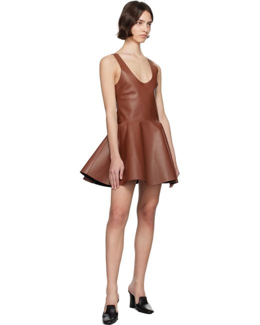 J.W. Anderson Black Circle Skirt Leather Minidress