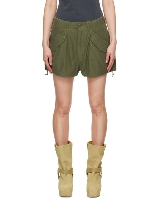 R13 グリーン Marianne ルーズ カーゴショートパンツ Green