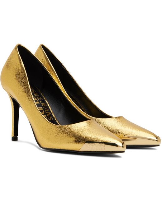 Versace Metallic Gold Crackle Heels