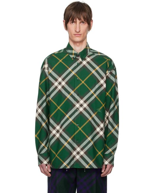 Burberry Green Check Shirt for men