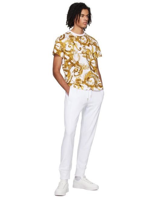 Versace Multicolor White Watercolor Couture T-shirt for men