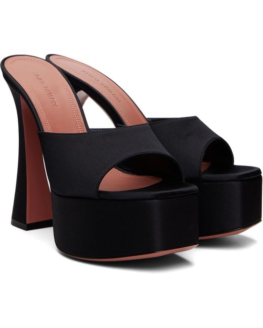 AMINA MUADDI Black Dalida Plateau Slipper 140 Heeled Sandals