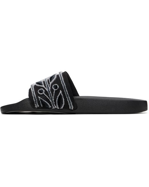 Casablanca Black Flocked Pool Slides for men