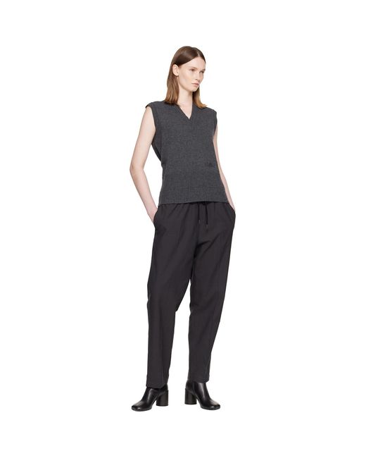 MM6 by Maison Margiela Gray Wool Drawstring Trousers