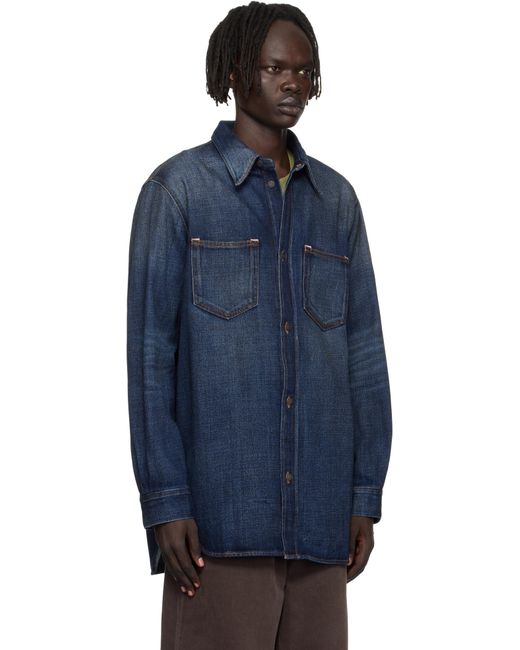 Acne Blue Button-Up Denim Shirt for men