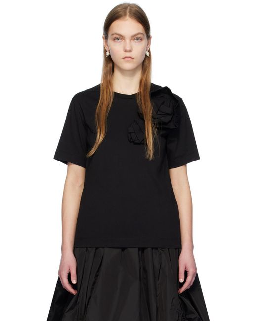 T-shirt noir à appliqués floraux Simone Rocha en coloris Black