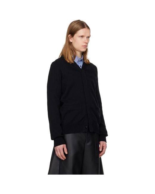 Sacai Black Cotton Cashmere Knit Cardigan for men