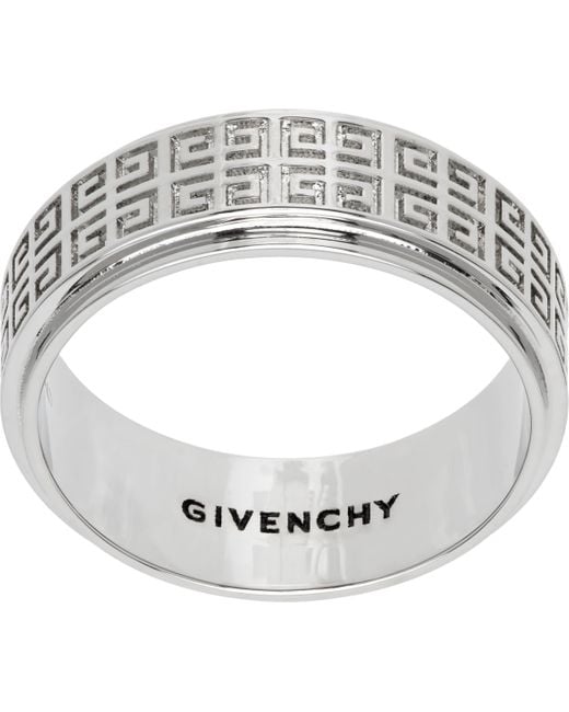 Givenchy Metallic Allover 4G Pattern Ring for men