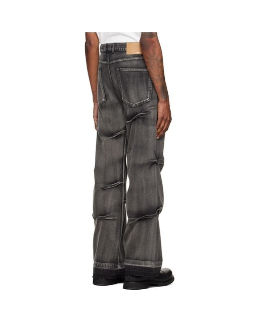 we11done Gray Multi-Tuck Denim Jeans for men