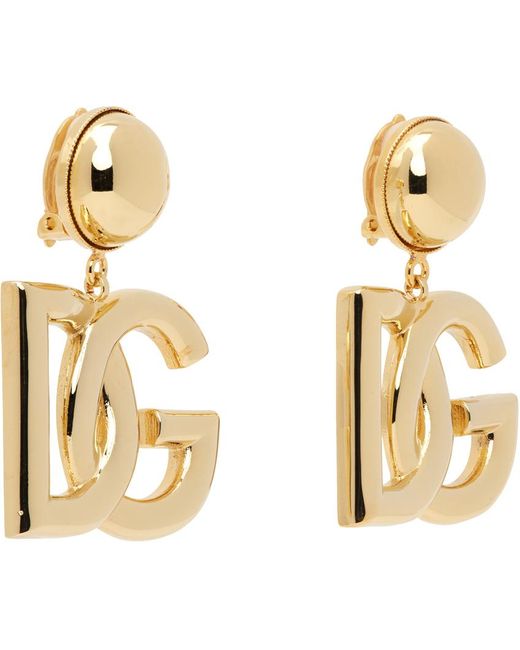 Dolce & Gabbana Metallic Clip-On Logo Earrings