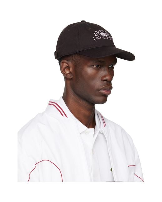 Lacoste White Printed Cotton Twill Cap for men