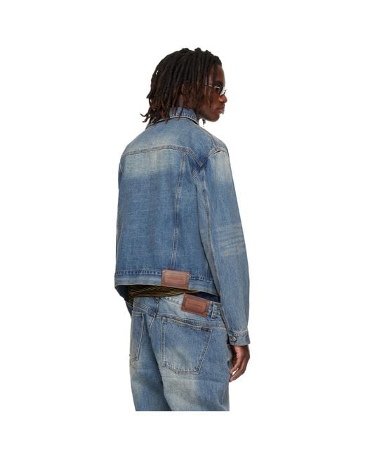 ANDERSSON BELL Blue Asymmetric Layered Denim Jacket for men