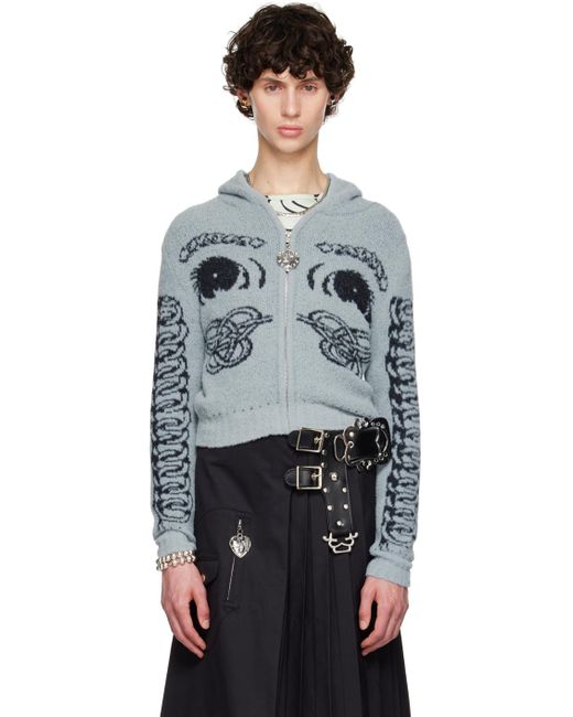 Chopova Lowena Bleu Knot Eye Cardigan in Black for Men
