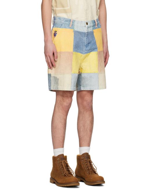 Kidsuper Yellow Check Shorts for men