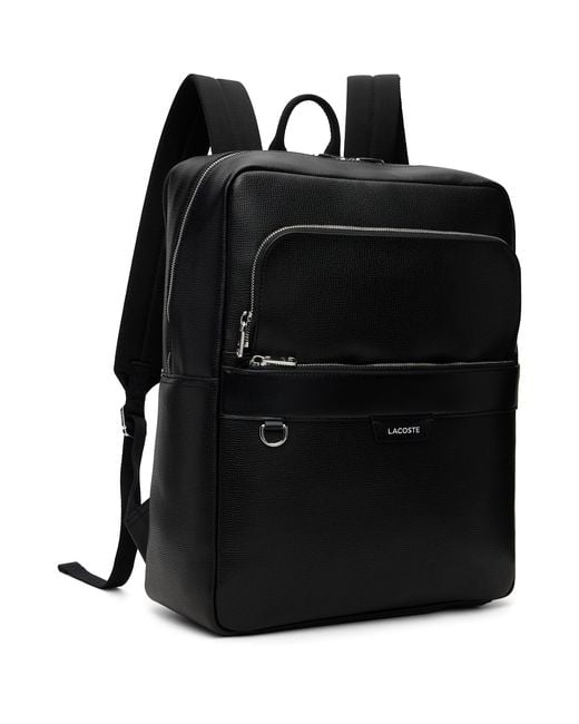 Lacoste Black Ossian Leather Backpack for men