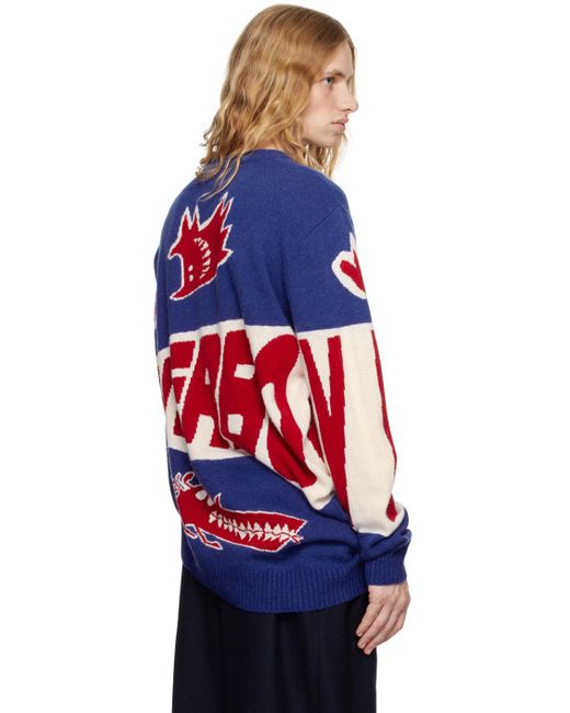 Charles Jeffrey Blue Topsy Turvy Loverboy Logo Sweater for men