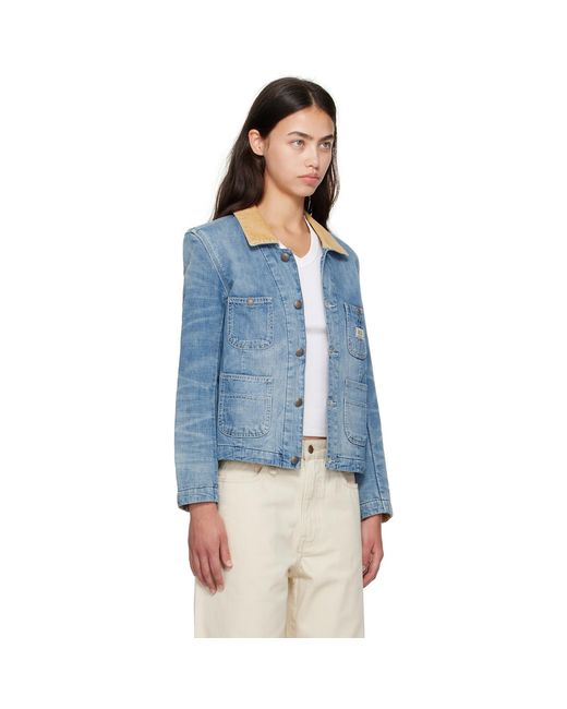 R13 Blue Cropped Denim Chore Jacket