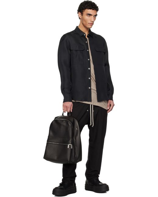 Rick Owens Black Hollywood Leather Backpack for men