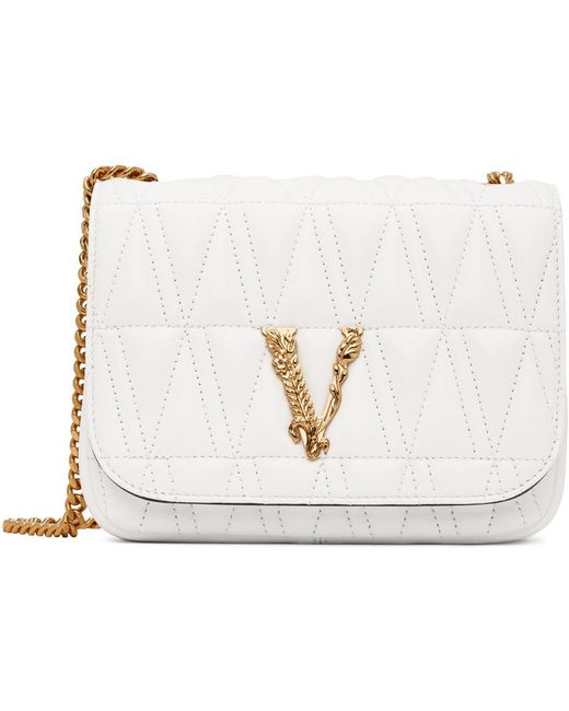 Versace Leather White Virtus Quilted Evening Bag | Lyst