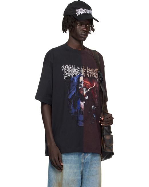 Vetements Blue Burgundy Cradle Of Filth Cut-Up Oversized T-Shirt for men