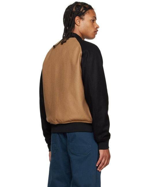 Paul Smith Beige & Black Varsity Bomber Jacket for men